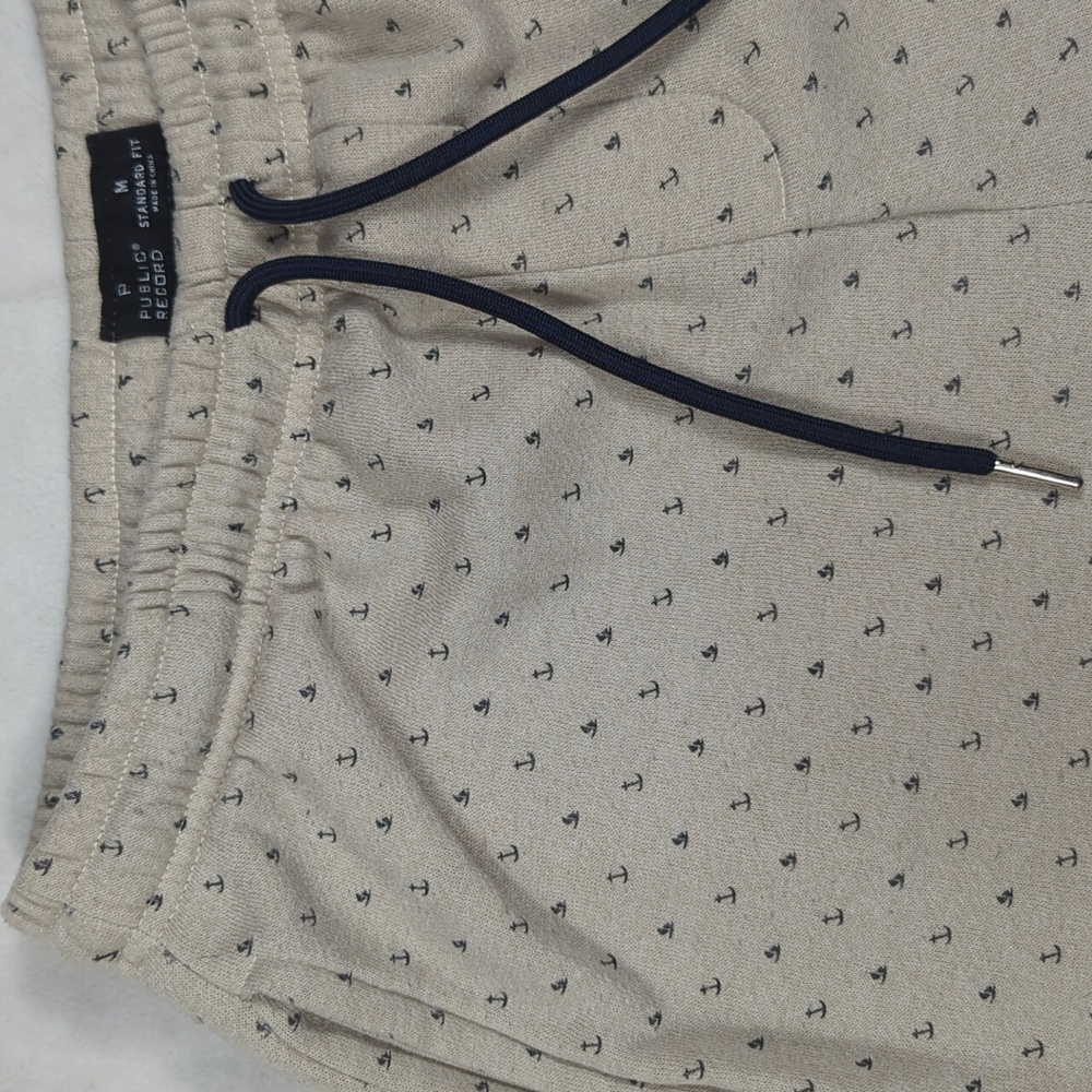 Public Record Standard Fit Mens Sweat Shorts Boat Anchor & Print Size Medium